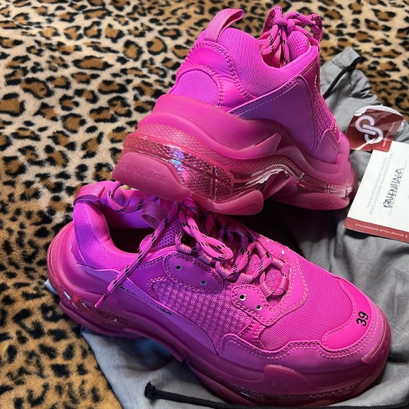 Hot pink Balenciaga triple S clear sole chunky Sneakers worn 2 times size 39 - Picture 7 of 12